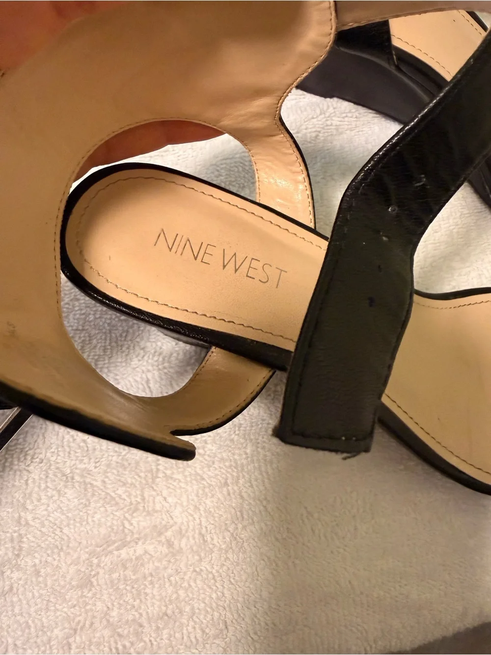 Nine West Black Slide Sandals with Beige Insole